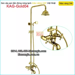 Sen tắm đứng nóng  lạnh đồng thau màu vàng 24K KAG-Gold04