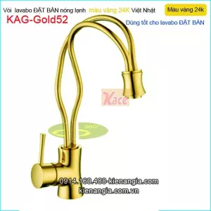 Vòi nóng lạnh lavabo đặt bàn đồng vàng 24K KAG-Gold52