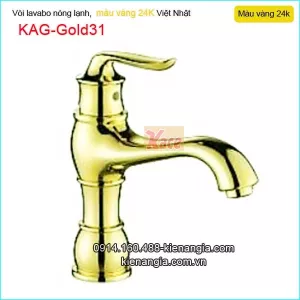 Vòi lavabo nóng lạnh đồng vàng 24K KAG-Gold31
