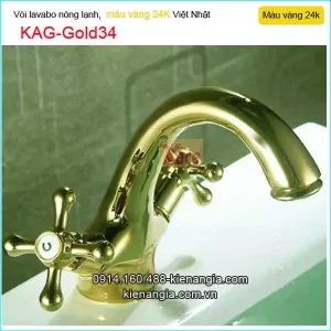 Vòi lavabo nóng lạnh đồng vàng 24K KAG-Gold34