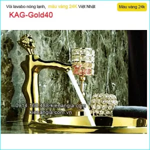 Vòi lavabo nóng lạnh đồng vàng 24K KAG-Gold40