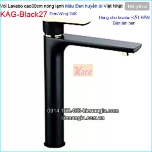 Vòi cao 30cm,vòi chậu lavabo đen vàng 24K nóng lạnh KAG-Black27