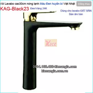 Vòi cao 30cm,vòi chậu lavabo đen vàng 24K nóng lạnh  KAG-Black23