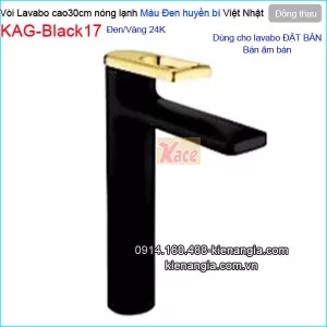 Vòi cao 30cm,vòi chậu lavabo đen vàng 24K nóng lạnh KAG-Black17
