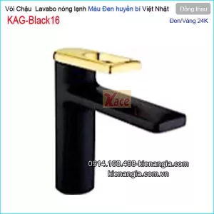 Vòi chậu âm bàn màu đen vàng 24Kđộc đáo nóng lạnh KAG-Black16