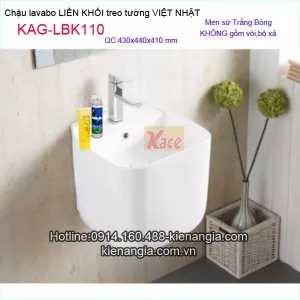 Lavabo liền khối VIỆT NHẬT bằng sứ treo tường IMEX-KAG-LBK110
