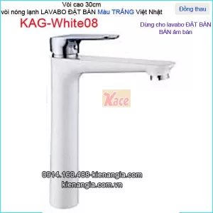 Vòi cao 30cm chậu lavabo màu trắng hiện đại KAG-White08