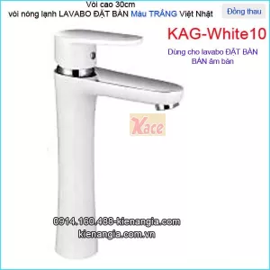Vòi cao 30cm chậu lavabo màu trắng hiện đại KAG-White10