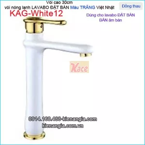Vòi cao 30cm chậu lavabo màu trắng hiện đại KAG-White12