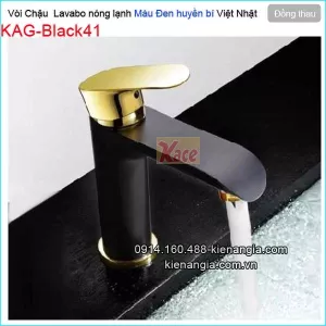 Vòi chậu lavabo bằng đồng màu đen vàng 24K KAG-Black41