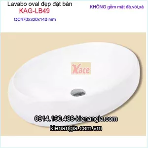 Chậu lavabo oval đặt bàn bằng sứ KAG-LB49