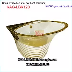 Chậu lavabo liền khối nhũ vàng treo tường KAG-LBK120