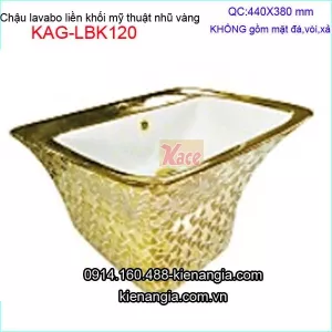 Chậu lavabo liền khối nhũ vàng treo tường KAG-LBK121