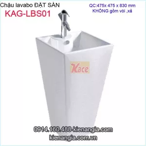 Lavabo vuông đặt sàn bằng sứ KAG-LBS01