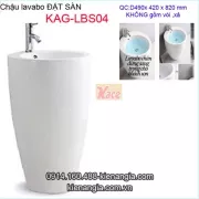 Lavabo tròn đặt sàn bằng sứ KAG-LBS04