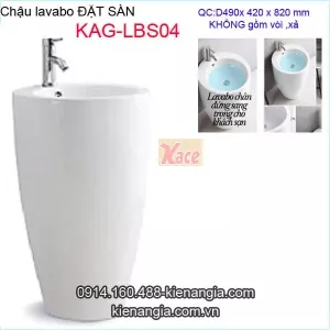 Lavabo tròn đặt sàn bằng sứ KAG-LBS04
