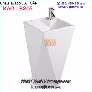 Lavabo vuông đặt sàn bằng sứ KAG-LBS05