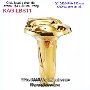 Lavabo và chân dài đặt sàn bằng sứ nhũ vàng KAG-LBS11