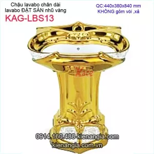 Lavabo chân dài,chân đứng bằng sứ nhũ vàng KAG-LBS13