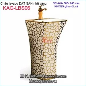 Lavabo đặt sàn bằng sứ nhũ vàng KAG-LBS06