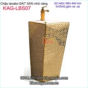Lavabo đặt sàn bằng sứ nhũ vàng KAG-LBS07