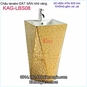 Lavabo đặt sàn bằng sứ nhũ vàng KAG-LBS08
