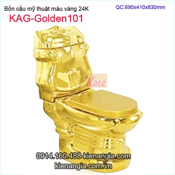 Bồn cầu 1 khối màu vàng 24K KAG-Golden101