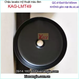 Chậu lavabo tròn ĐẶT BÀN  bằng sứ mỹ thuật màu đen Black  KAG-LMT49