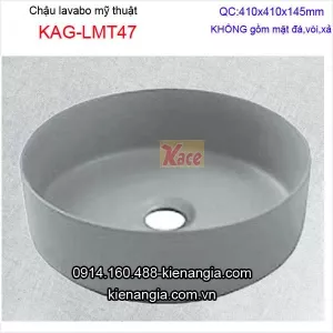 Chậu lavabo tròn ĐẶT BÀN  bằng sứ mỹ thuật màu xám Gray KAG-LMT47