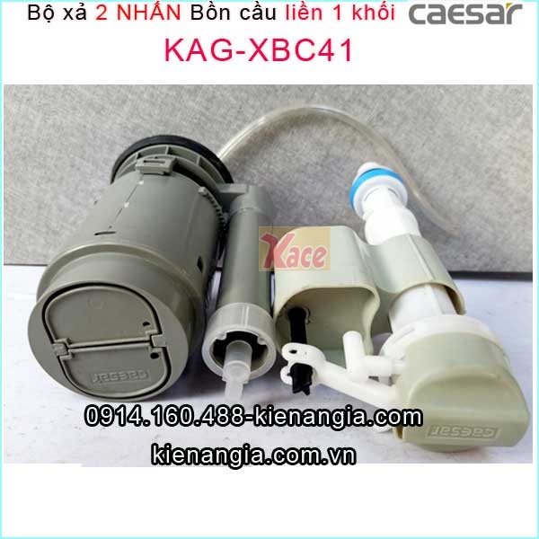 Bộ xả 2 NHẤN bồn cầu liền 1 KHỐI CAESAR chính hãng KAG-XBC41