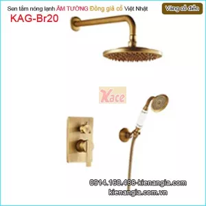 Vòi sen tắm nóng lạnh âm tường vàng đồng cổ điển KAG-Br20