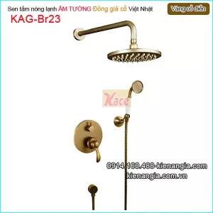 Vòi sen tắm nóng lạnh âm tường vàng đồng cổ điển KAG-Br23