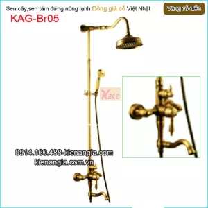 Sen tắm đứng nóng lạnh vàng đồng giả cổ KAG-Br05