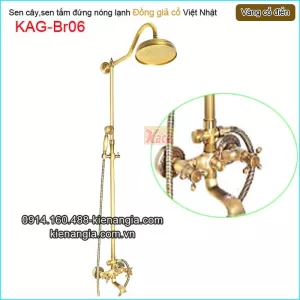 Sen tắm đứng nóng lạnh vàng đồng giả cổ KAG-Br06