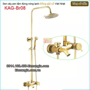 Sen tắm đứng nóng lạnh vàng đồng giả cổ KAG-Br08