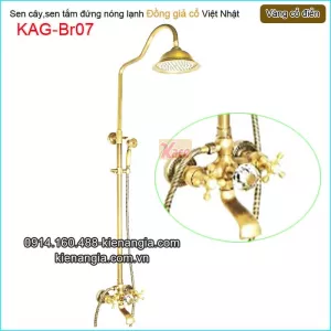 Sen tắm đứng nóng lạnh vàng đồng giả cổ KAG-Br07