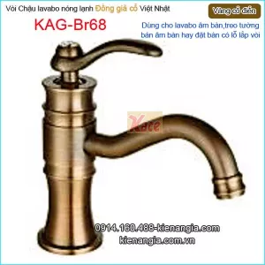 Vòi lavabo nóng lạnh đồng gia cổ KAG-Br68