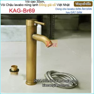Vòi cao 30cm,vòi lavabo Đặt bàn đồng cổ điển KAG-Br69