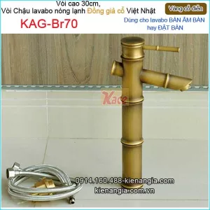 Vòi cao 30cm,vòi lavabo Đặt bàn đồng cổ điển ống tre KAG-Br70