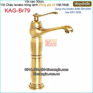 Vòi cao 30cm,vòi lavabo Đặt bàn vàng đồng  giả cổ KAG-Br79