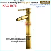 Vòi cao 30cm,vòi lavabo Đặt bàn vàng đồng  giả cổ ống tre KAG-Br76