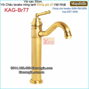 Vòi cao 30cm,vòi lavabo Đặt bàn vàng đồng  giả cổ KAG-Br77