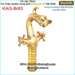 Vòi cao 30cm,vòi lavabo Đặt bàn vàng đồng  giả cổ miệng rồng KAG-Br83