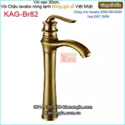 Vòi cao 30cm,vòi lavabo Đặt bàn vàng đồng  giả cổ KAG-Br82