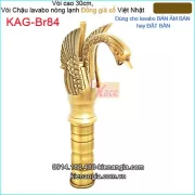 Vòi cao 30cm,vòi lavabo thiên nga Đặt bàn vàng đồng  giả cổ KAG-Br84