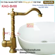 Vòi cao 30cm,vòi lavabo Đặt bàn vàng đồng  giả cổ KAG-B88