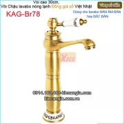 Vòi cao 30cm,vòi lavabo Đặt bàn vàng đồng  giả cổ KAG-Br78