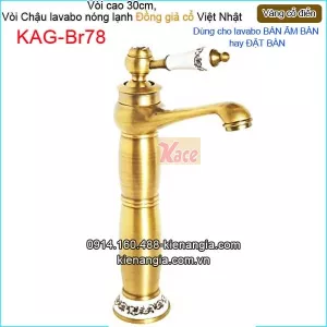 Vòi cao 30cm,vòi lavabo Đặt bàn vàng đồng  giả cổ KAG-Br78