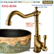 Vòi cao 30cm,vòi lavabo Đặt bàn vàng đồng  giả cổ KAG-B94
