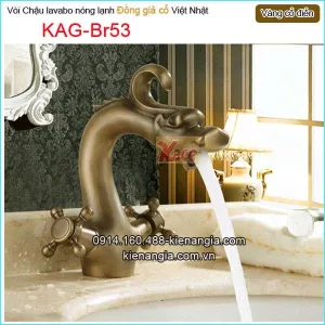 Vòi chậu lavabo nóng lạnh đồng giả cổ KAG-Br53